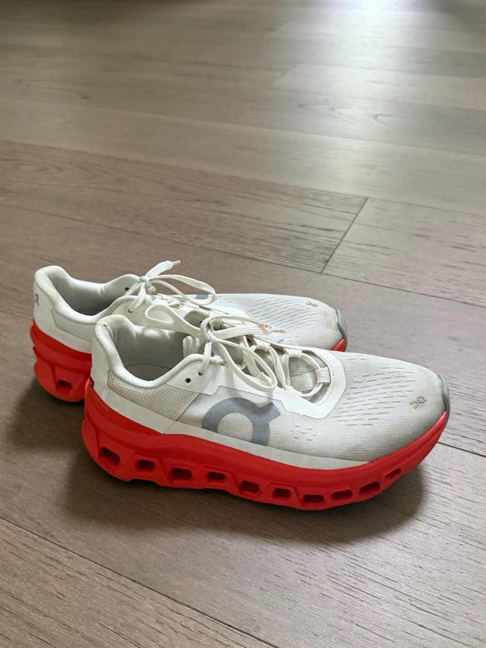 On Cloudmonster Women’s 8.5 White Orange Running Shoes - Picture 3 of 10